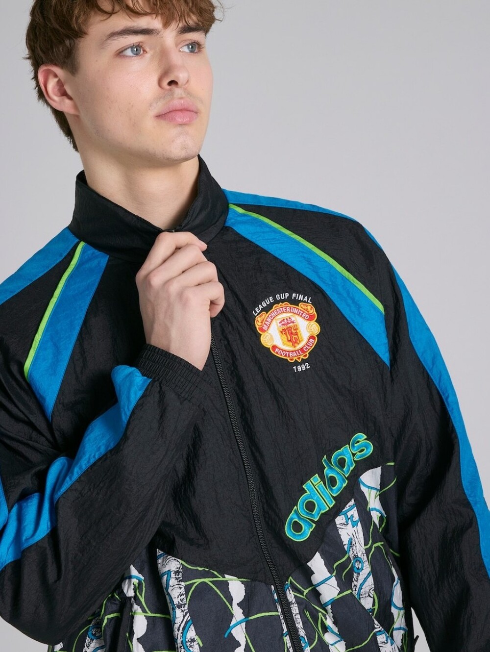 Adidas Manchester United 1992 League Cup Final Retro Track Jacket Black Blue NWT
